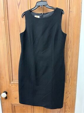 Talbots Womens Sheath Dress SZ 14 Black Sleeveless Workwear Basic Classic Lined